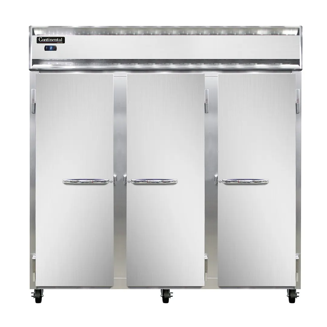 Continental Refrigerator 3FSN 78" Three Section Reach-In Freezer w/ 3 Solid Doors, 50 cu. ft.