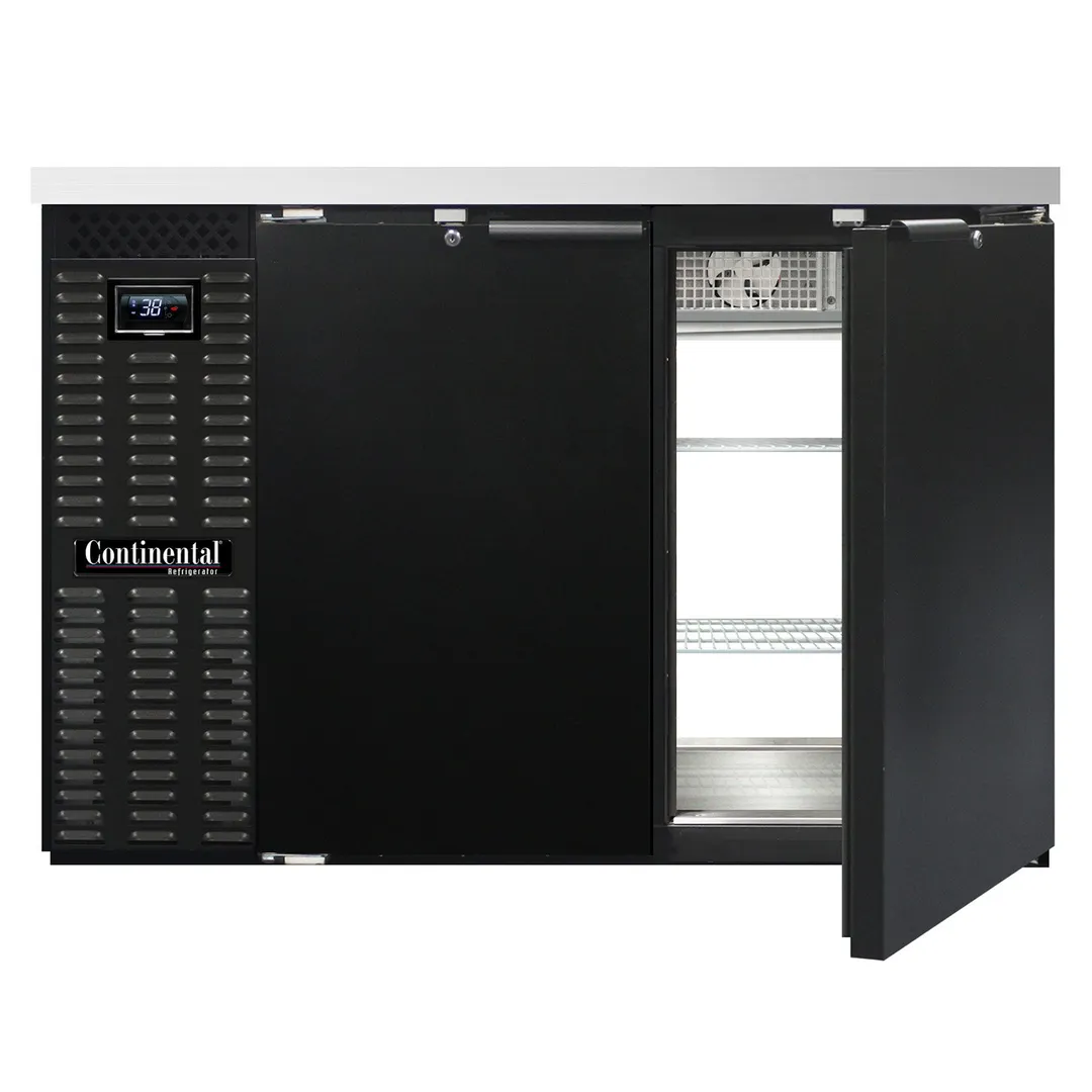 Continental Refrigerator BB50NPT Pass-Thru Back Bar Cooler w/ 16 Cu Ft, 4 Solid Doors, 50" W