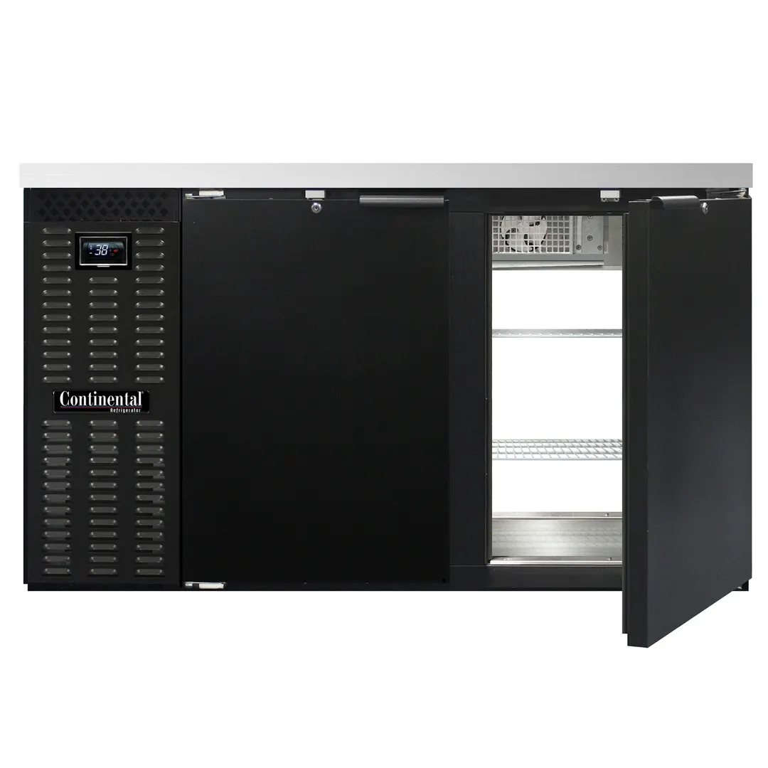 Continental Refrigerator BB59NPT Pass-Thru Back Bar Cooler w/ 22 Cu Ft, 4 Solid Doors, 59" W