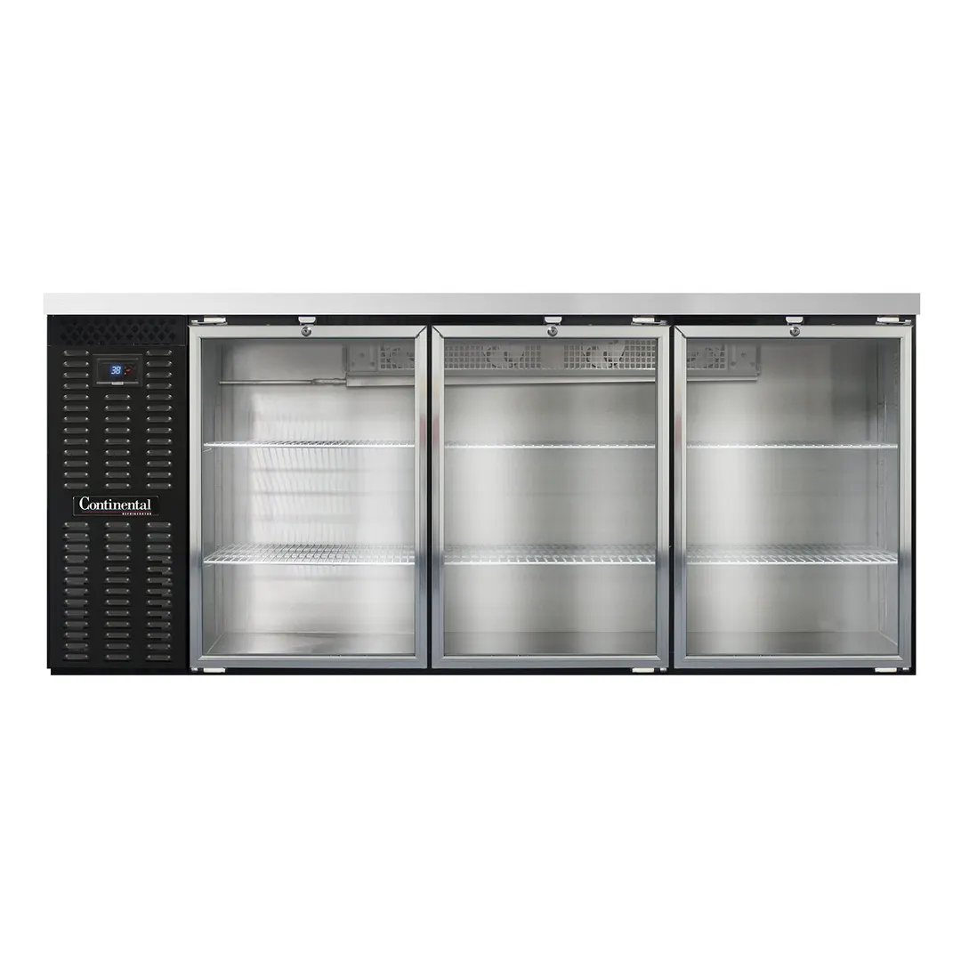 Continental Refrigerator BB79SNGD Refrigerated Back Bar Cooler w/ 3 Glass Doors, 26 Cu Ft, 79"