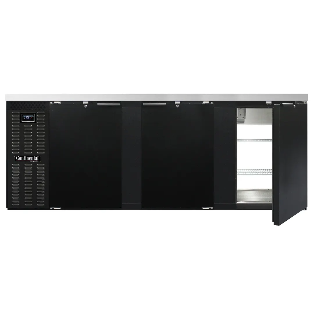 Continental Refrigerator BB90NPT Pass-Thru Back Bar Cooler w/ 35 Cu Ft, 6 Solid Doors, 90"