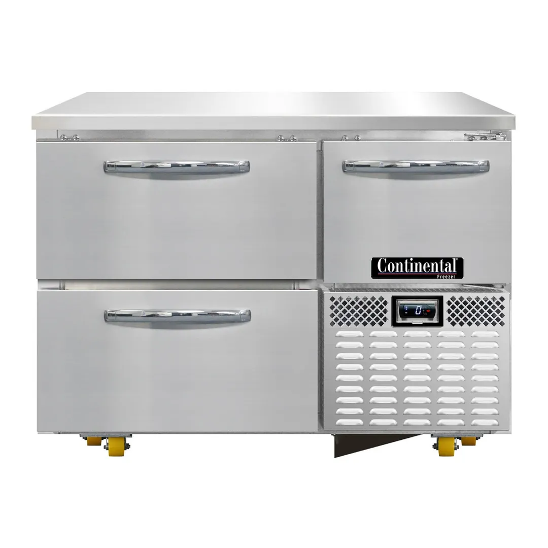 Continental Refrigerator FA43N-U-D 43" Undercounter Freezer w/ 2 Drawers &1 Half Door, Stainless Steel Exterior