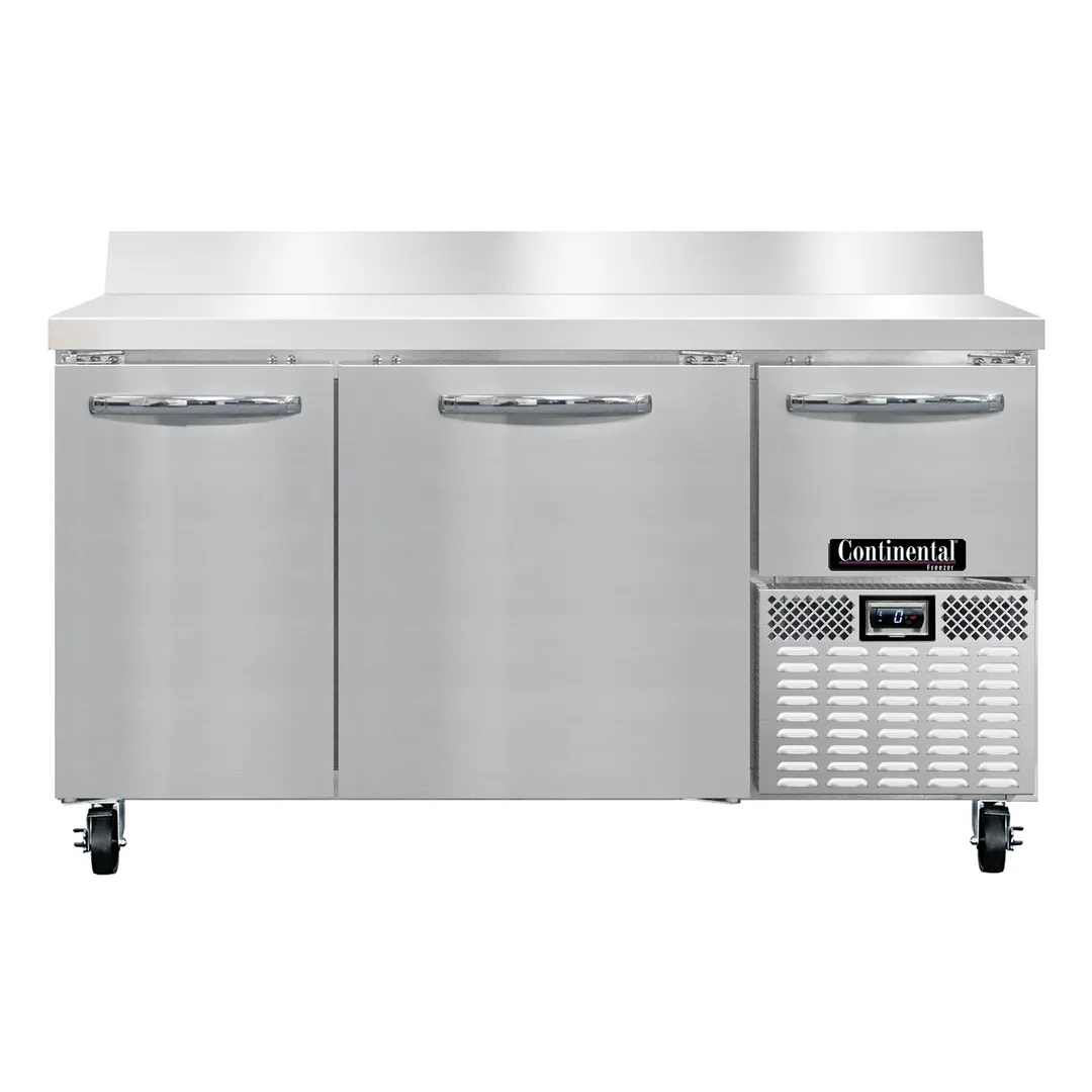 Continental Refrigerator FA60NBS 60" 2-Section Worktop Freezer w/ 2 Full & 1 Half Door