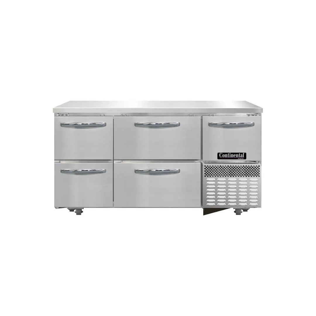 Continental Refrigerator FA60N-U-D 60" Undercounter Freezer w/ 2 Drawers, 1 Full & 1 Half Door