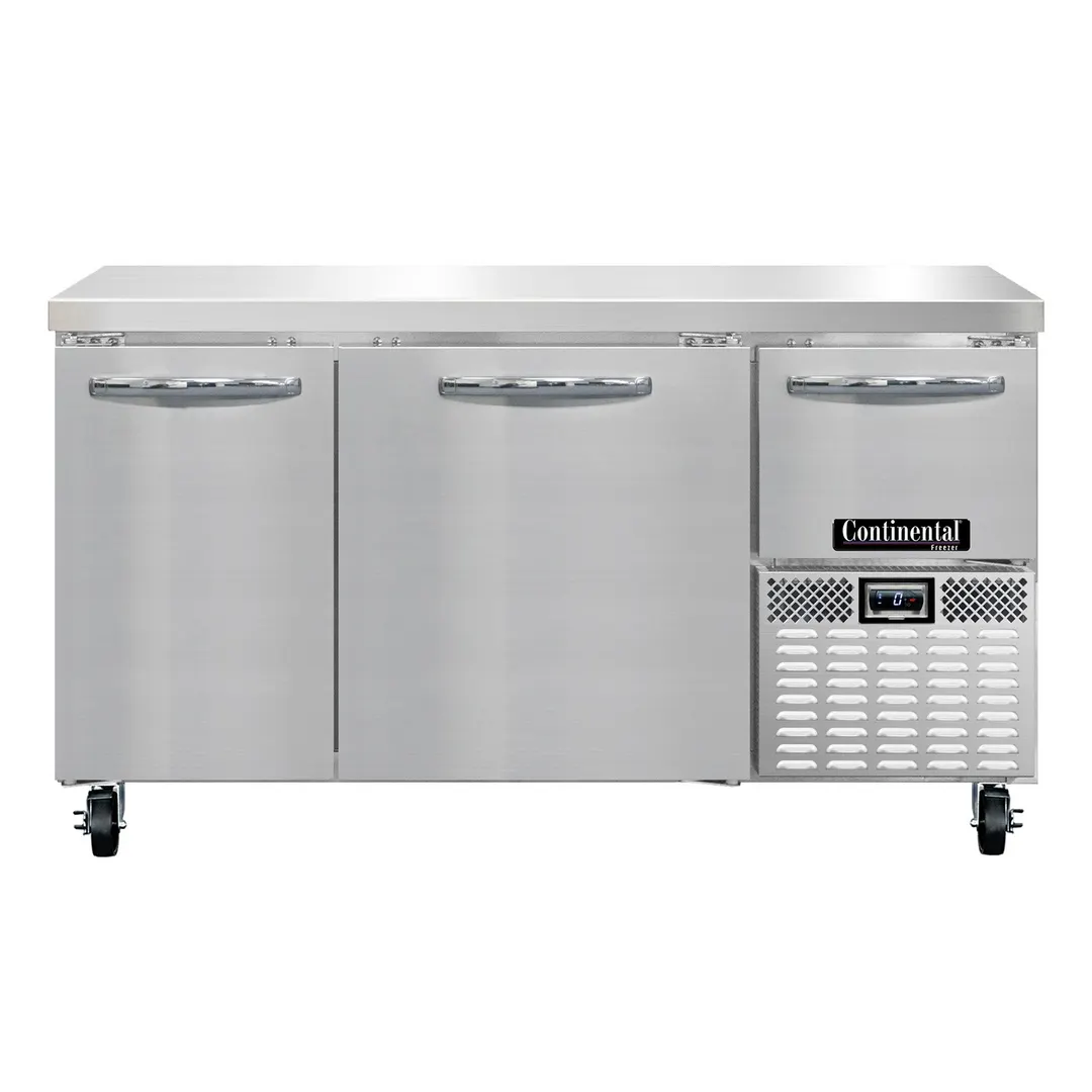Continental Refrigerator FA60N 60" 2-Section Worktop Freezer w/ 2 Full & 1 Half Door