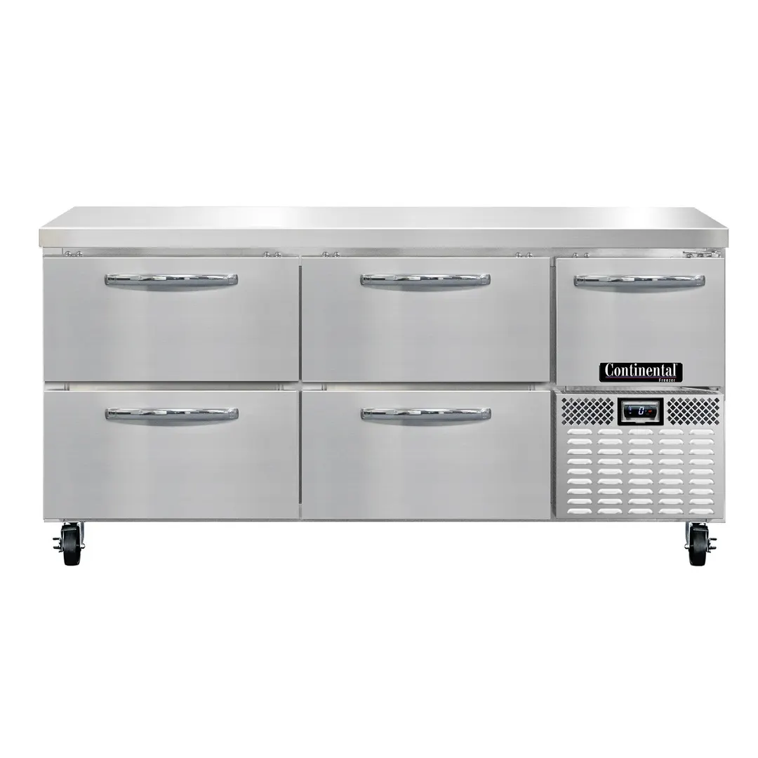Continental Refrigerator FA68N-D 68" 3-Section Worktop Freezer w/ 4 Drawers & 1 Half Door