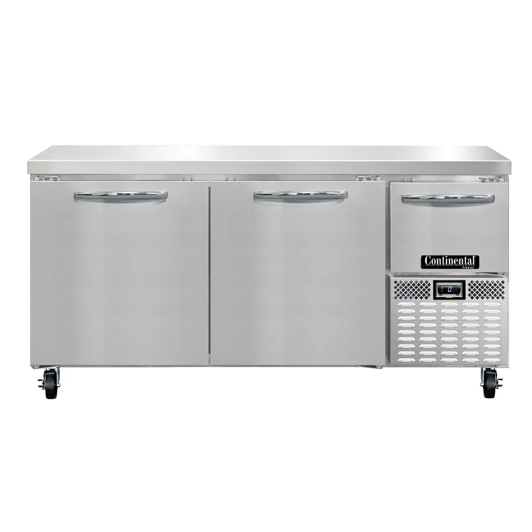 Continental Refrigerator FA68N 68" 2-Section Worktop Freezer w/ 2 Full & 1 Half Door