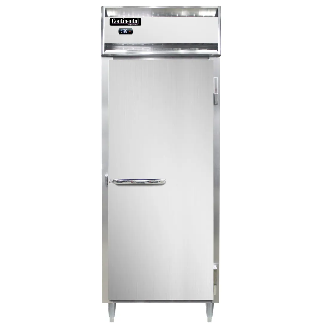 Continental Refrigerator D1RENPT 29" 1-Section Pass-Thru Refrigerator w/ 2 Solid Doors, Stainless Steel Front Aluminum Ends, 22 cu. ft.