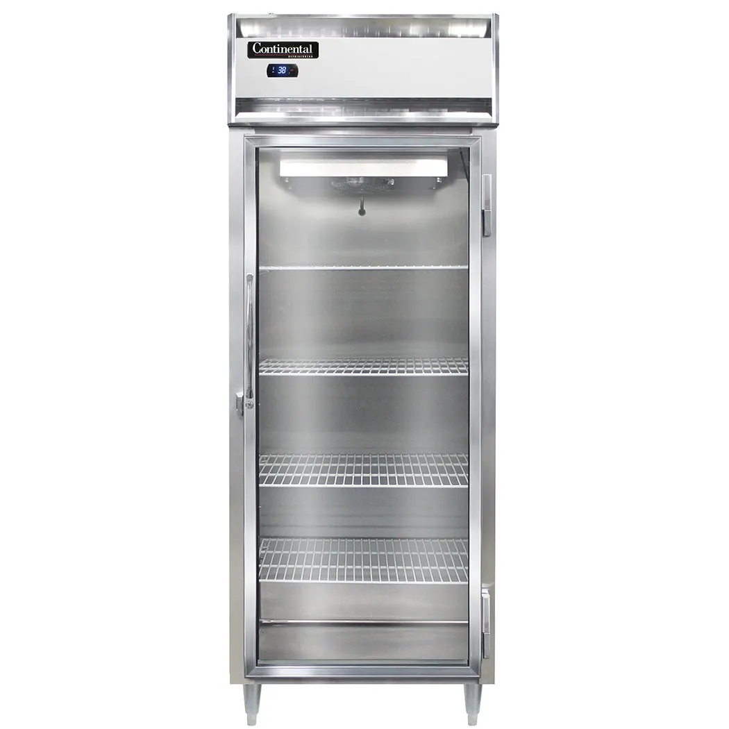 Continental Refrigerator D1RESNSSGD 28" 1-Section Reach-In Refrigerator w/ Glass Door, All Stainless Steel, 18 cu. ft.