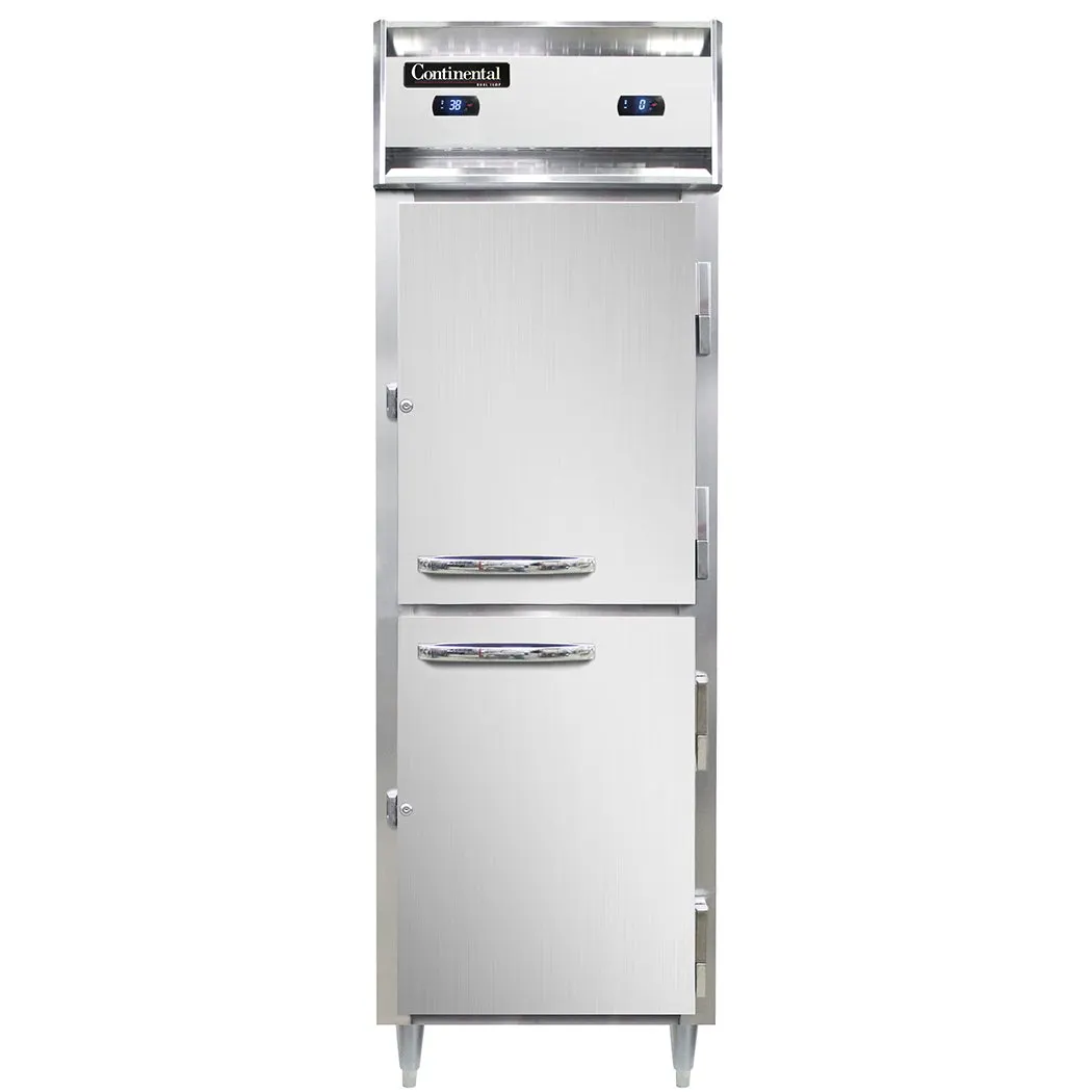 Continental Refrigerator D1RFNSSHD 26" 1-Section Reach-In Refrigerator Freezer Combo w/ 2 Half Solid Doors