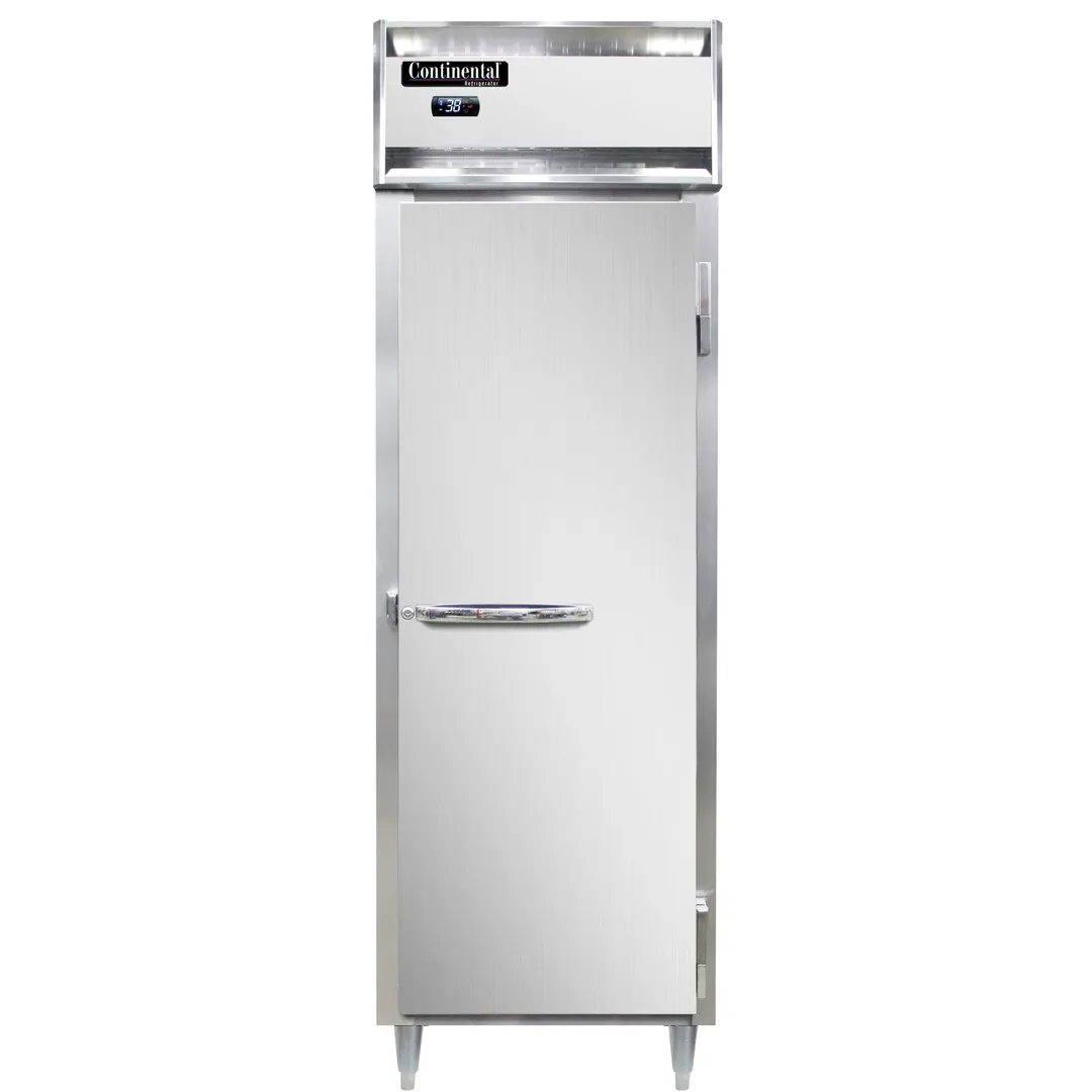 Continental Refrigerator D1RNPT 26" 1-Section Pass-Thru Refrigerator w/ 2 Solid Doors, Stainless Steel Front Aluminum Ends, 21 cu. ft.