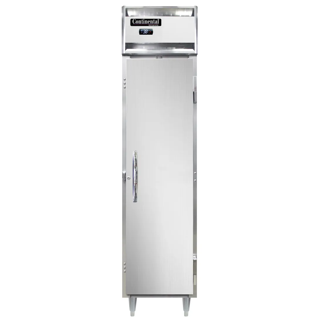 Continental Refrigerator D1RSENSS 18" 1-Section Reach-In Refrigerator w/ Solid Door, All Stainless Steel, 15 cu. ft.
