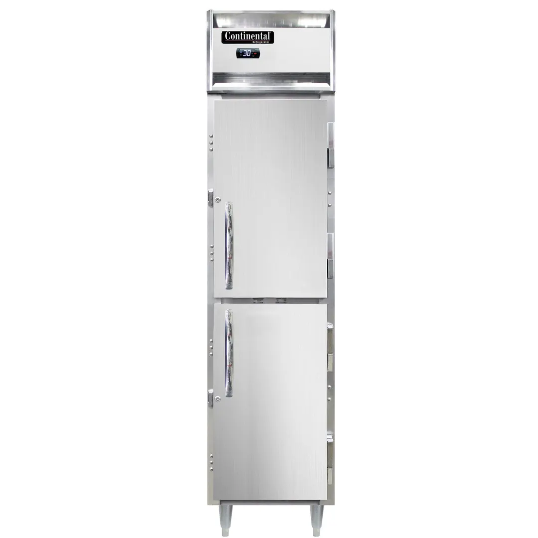 Continental Refrigerator D1RSENSSHD 18" 1-Section Reach-In Refrigerator w/ 2 Half Solid Doors, All Stainless Steel, 15 cu. ft.