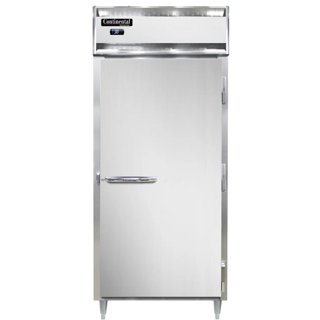Continental Refrigerator D1RXNPT 36" 1-Section Pass-Thru Refrigerator w/ 2 Solid Doors, Stainless Steel Front Aluminum Ends, 32 cu. ft.