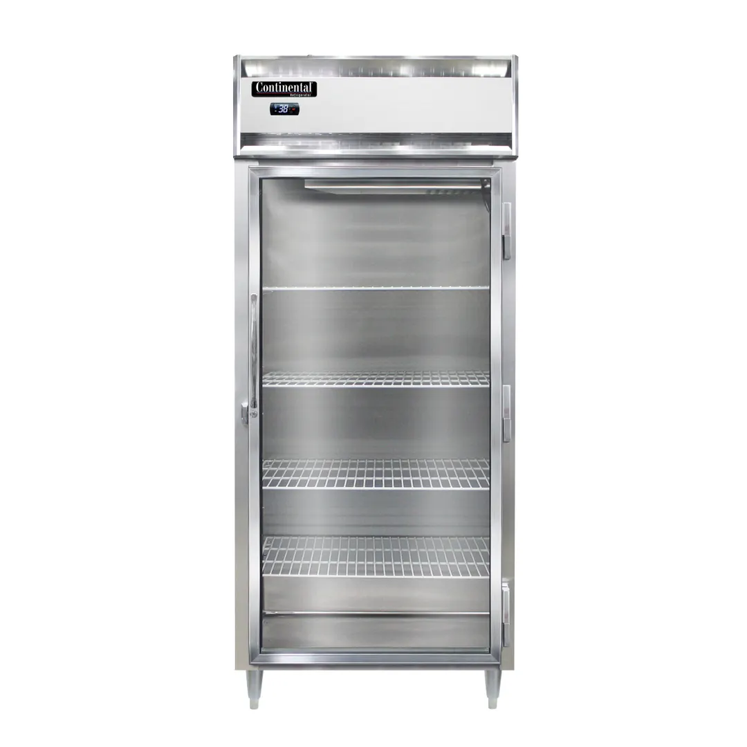 Continental Refrigerator D1RXNSAGD 36" 1-Section Reach-In Refrigerator w/ Glass Door, Stainless Steel Exterior, 32 cu. ft.