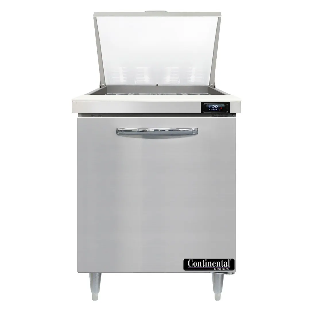 Continental Refrigerator D27N12M 27" Mega Top Sandwich Prep Table w/ 1 Door, 12 pans