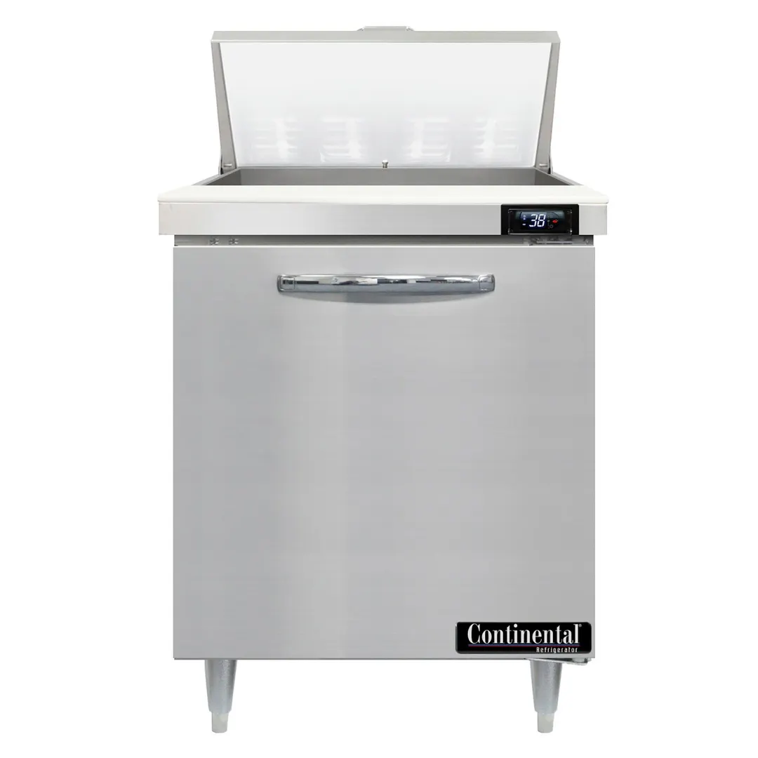 Continental Refrigerator D27N8 27" One Section Sandwich / Salad Prep Table w/ 1 Door, 8 Pans