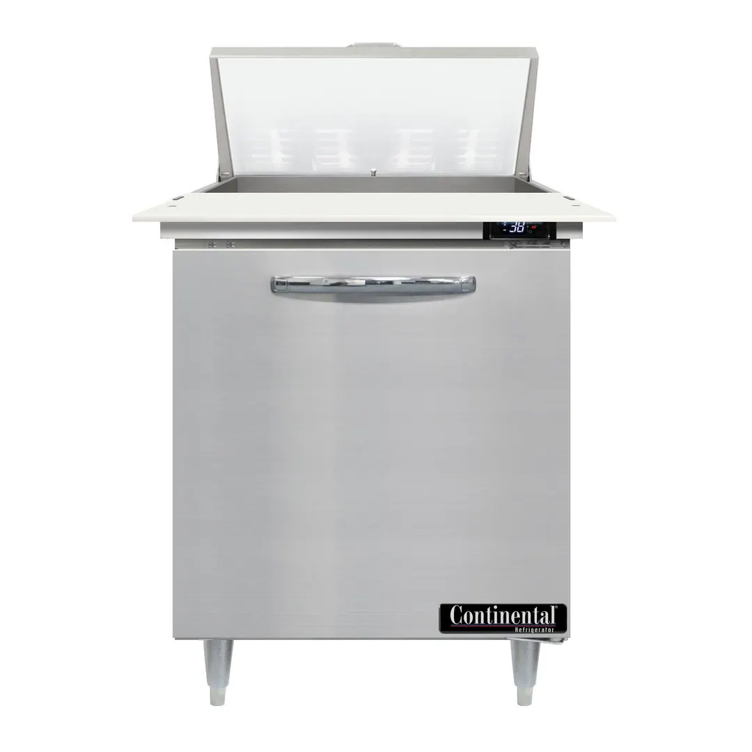 Continental Refrigerator D27N8C 27" 1-Door Sandwich and Salad Prep Table, 8 Pans, Stainless Steel