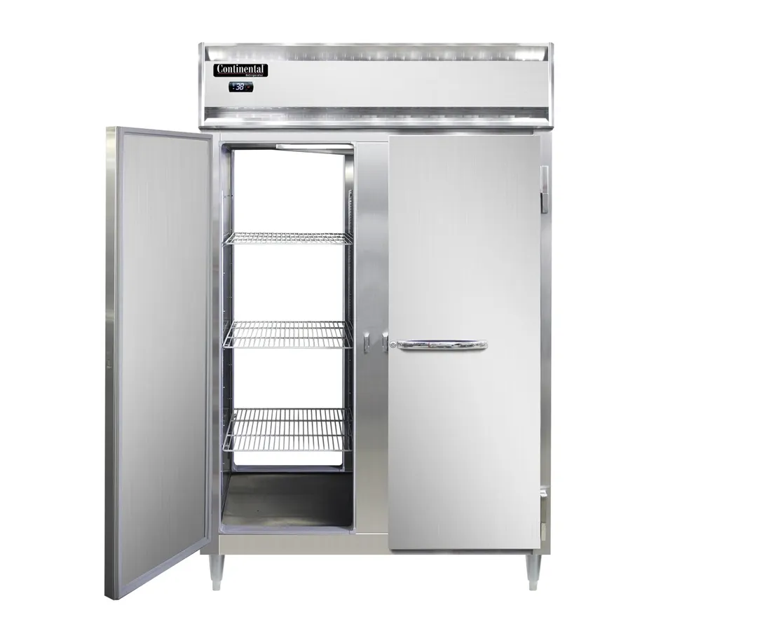 Continental Refrigerator D2RFNPT 52" 2-Section Pass-Thru Refrigerator Freezer Combo w/ 4 Solid Doors