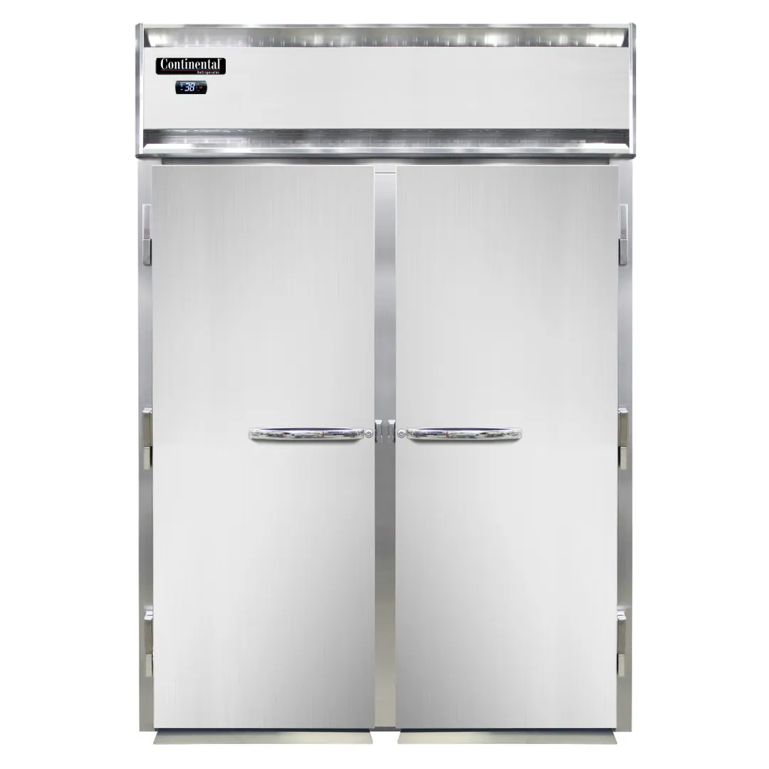 Continental Refrigerator D2RIN-E 68" 2-Section Roll-In Refrigerator w/ 2 Solid Doors, Extra-High, Stainless Steel Front Aluminum Ends