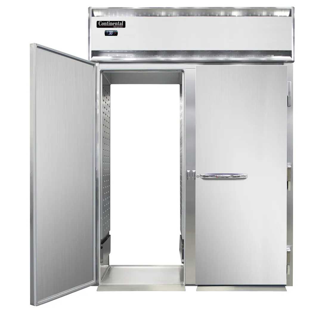 Continental Refrigerator D2RINSART 68" 2-Section Roll-Thru Refrigerator w/ 4 Solid Doors, Stainless Steel Exterior