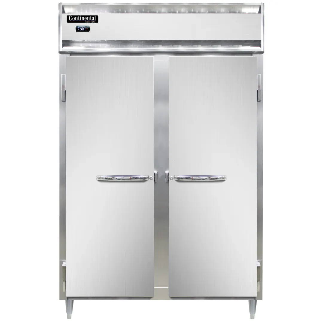 Continental Refrigerator D2RN 52" 2-Section Reach-In Refrigerator w/ 2 Solid Doors, Stainless Steel Front Aluminum Exterior, 50 cu. ft.