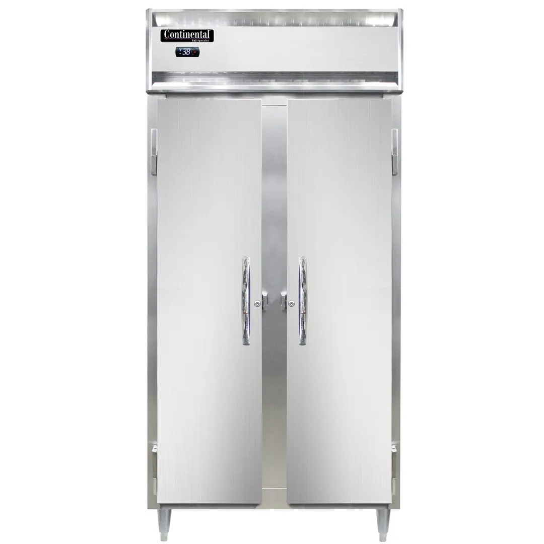 Continental Refrigerator D2RSENSA 36" 2-Section Reach-In Refrigerator w/ 2 Solid Doors, Stainless Steel Exterior, 32 cu. ft.