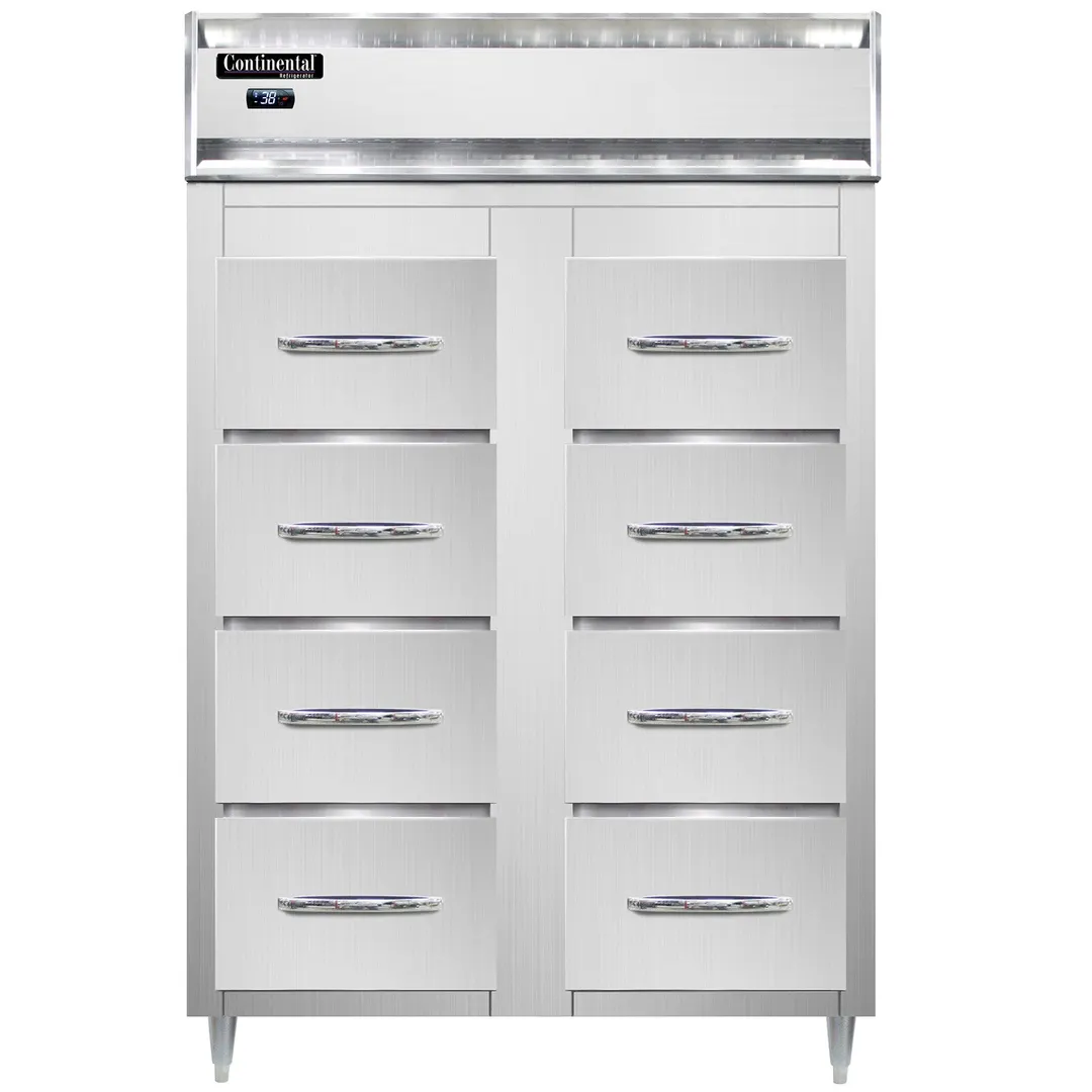 Continental Refrigerator D2RSNSS-F 52" Two Section Vertical Fish/Poultry File Refrigerator w/ 8 Drawers