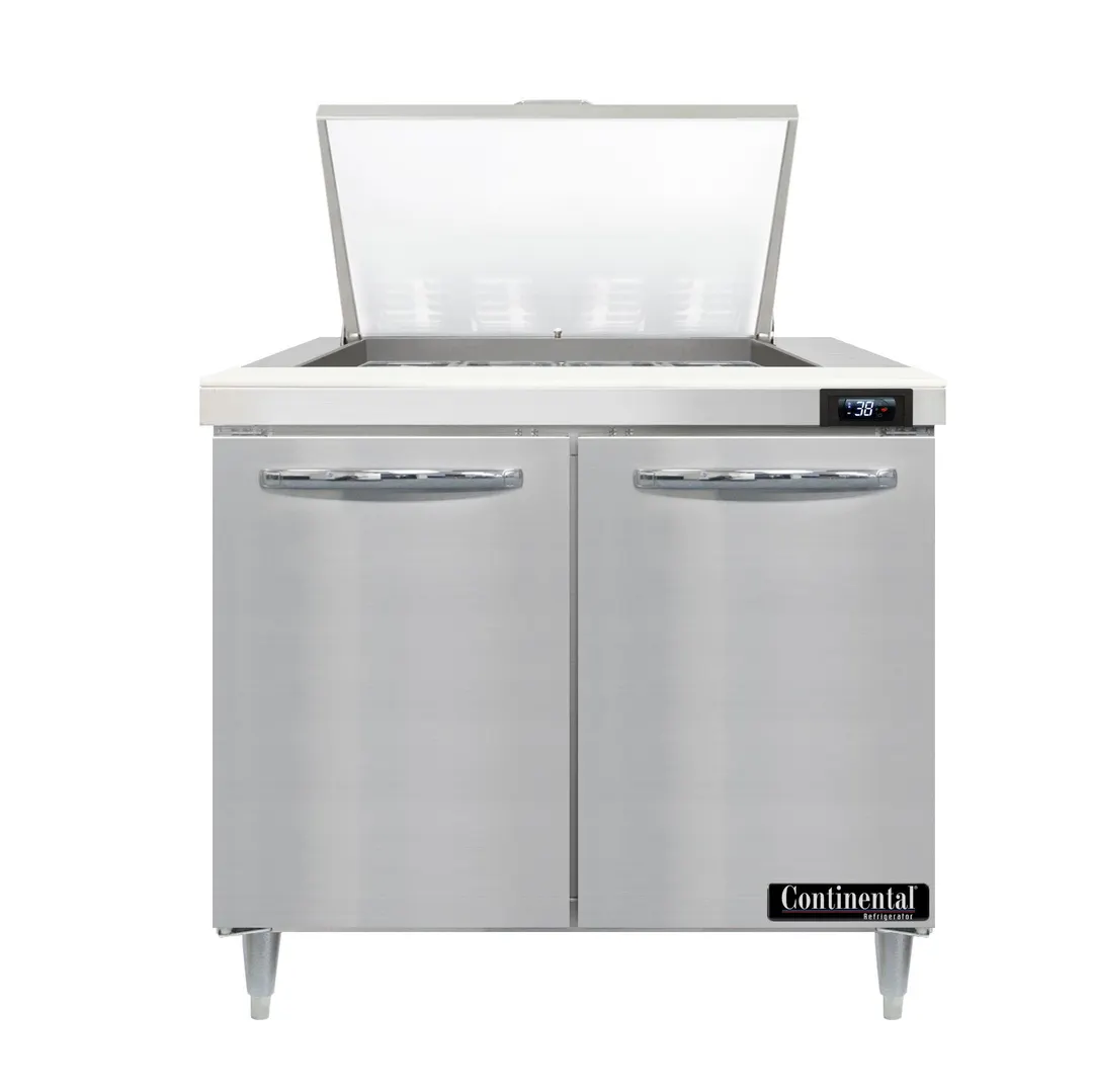 Continental Refrigerator D36N12M 36" Mega Top Sandwich Prep Table w/ 2 Doors, 12 pans