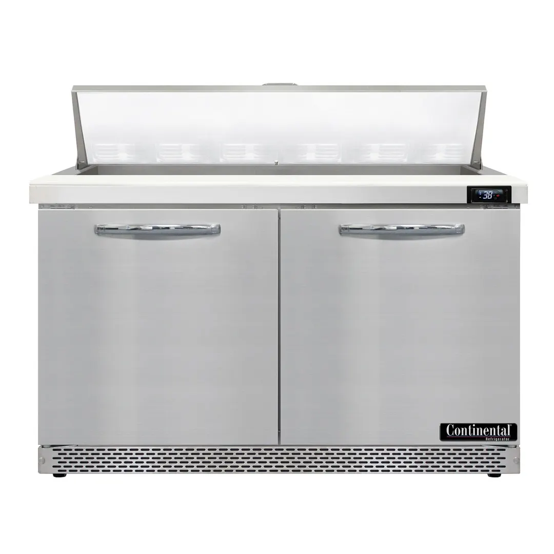 Continental Refrigerator D48N12-FB 48" 2-Door Sandwich and Salad Prep Table, 12 Pans