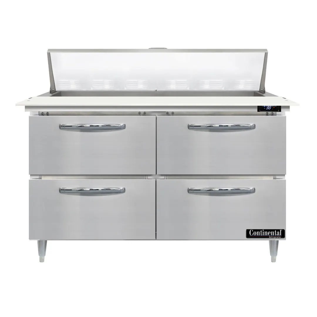 Continental Refrigerator D48N12C-D 48" Sandwich / Salad Prep Table w/ 4 Drawers, 12 Pans