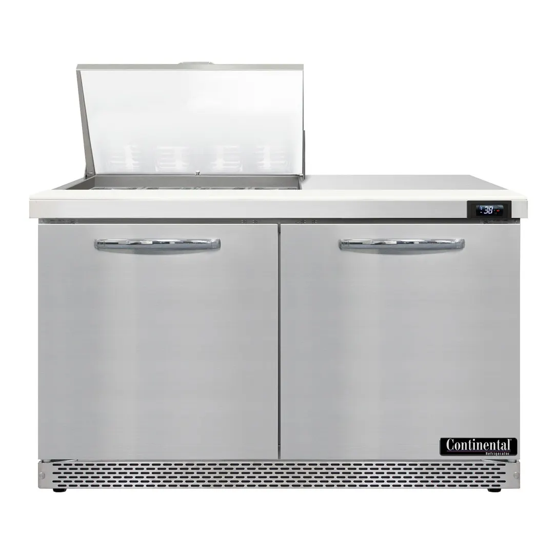 Continental Refrigerator D48N12M-FB 48" Mega Top Sandwich Prep Table w/ 2 Doors, 12 pans