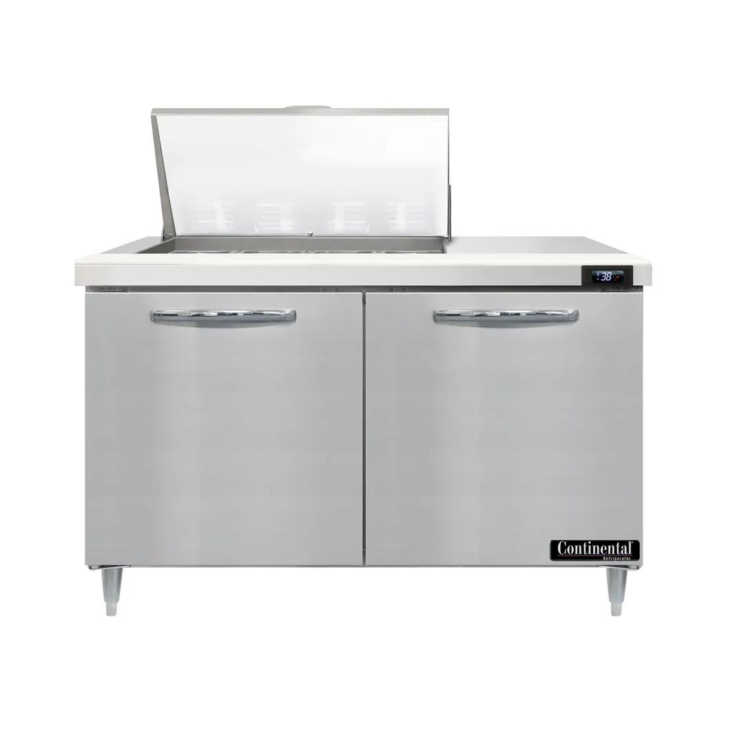 Continental Refrigerator D48N12M 48" Mega Top Sandwich Prep Table w/ 2 Doors, 12 pans
