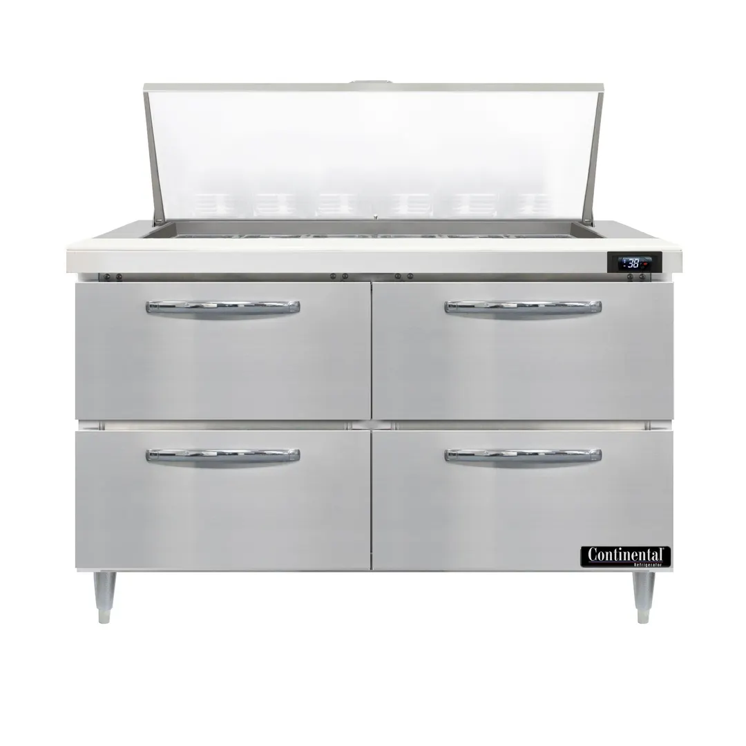 Continental Refrigerator D48N18M-D 48" Mega Top Sandwich Prep Table w/ 4 Drawers, 18 pans