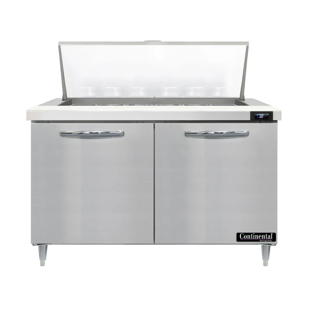 Continental Refrigerator D48N18M 48" Mega Top Sandwich Prep Table w/ 2 Doors, 18 pans