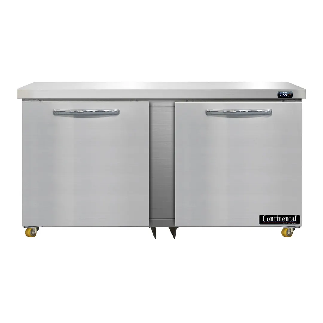 Continental Refrigerator D60N-U 60" 2 Solid Door Undercounter Refrigerator, 17 cu. ft.