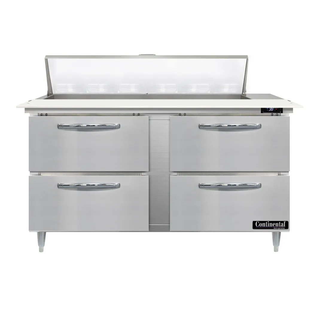 Continental Refrigerator D60N12C-D 60" Sandwich / Salad Prep Table w/ 4 Drawers, 12 Pans