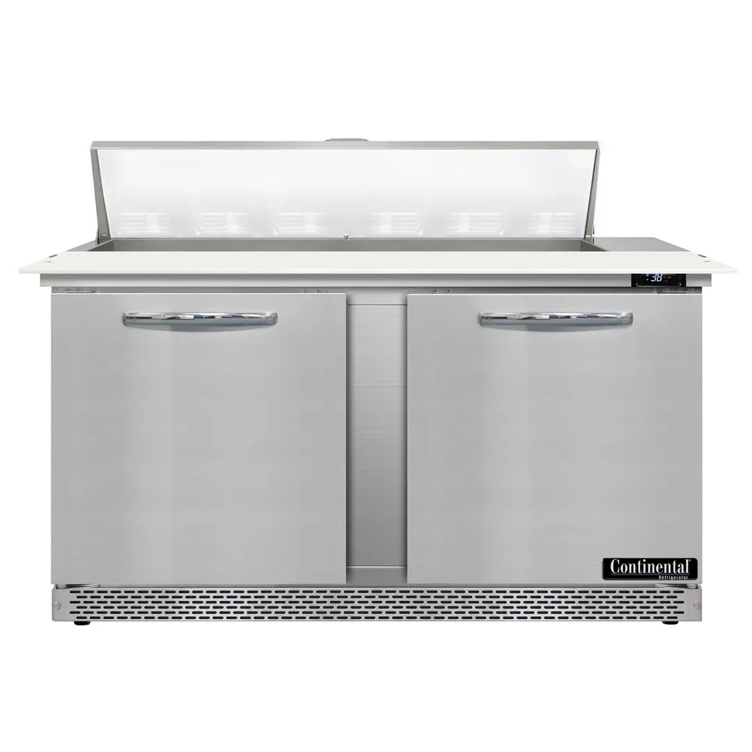 Continental Refrigerator D60N12C-FB 60" Sandwich / Salad Prep Table w/ 2 Doors, 12 Pans