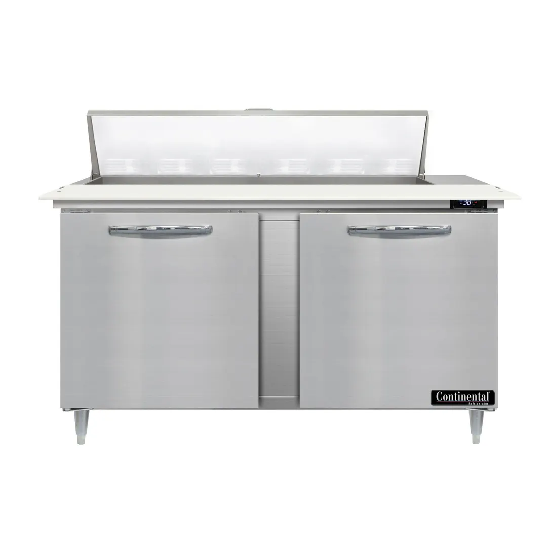 Continental Refrigerator D60N12C 60" Two Section Sandwich / Salad Prep Table w/ 2 Doors, 12 Pans