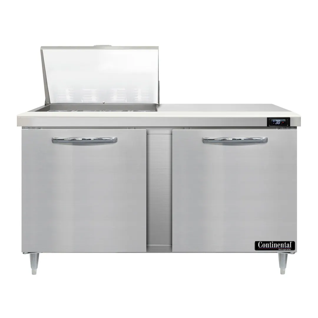 Continental Refrigerator D60N12M 60" Mega Top Sandwich Prep Table w/ 2 Doors, 12 pans