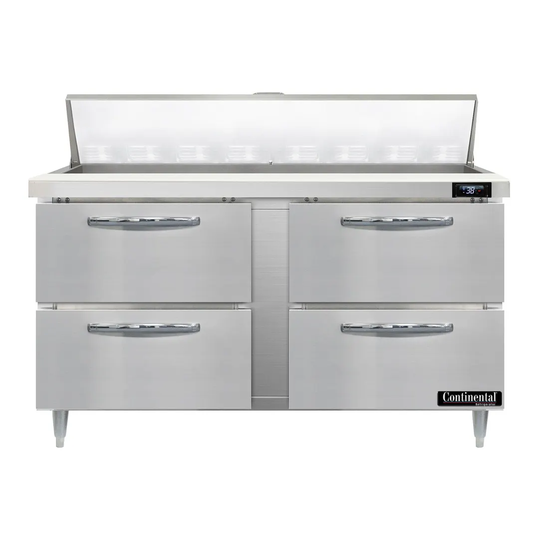 Continental Refrigerator D60N16-D 60" Two Section Sandwich / Salad Prep Table w/ 4 Drawers, 16 Pans
