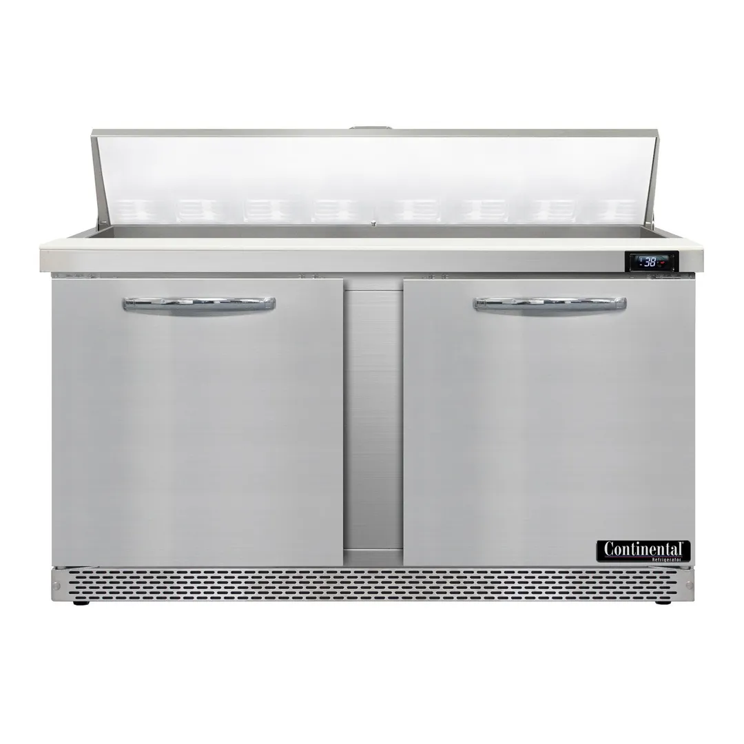 Continental Refrigerator D60N16-FB 60" Sandwich / Salad Prep Table w/ 2 Doors, 16 Pans