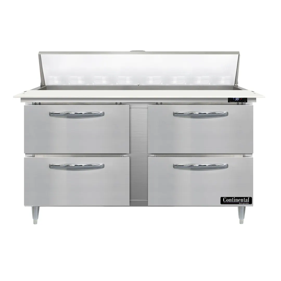 Continental Refrigerator D60N16C-D 60" Sandwich / Salad Prep Table w/ 4 Drawers, 16 Pans