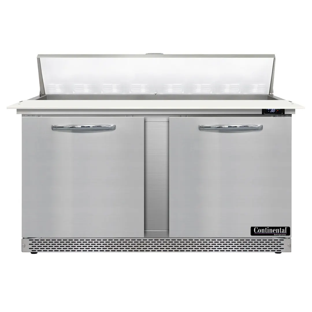 Continental Refrigerator D60N16C-FB 60" Sandwich / Salad Prep Table w/ 2 Doors, 16 Pans
