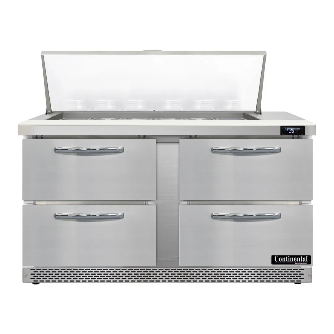Continental Refrigerator D60N18M-FB-D 60" Mega Top Sandwich Prep Table w/ 4 Drawers, 18 pans