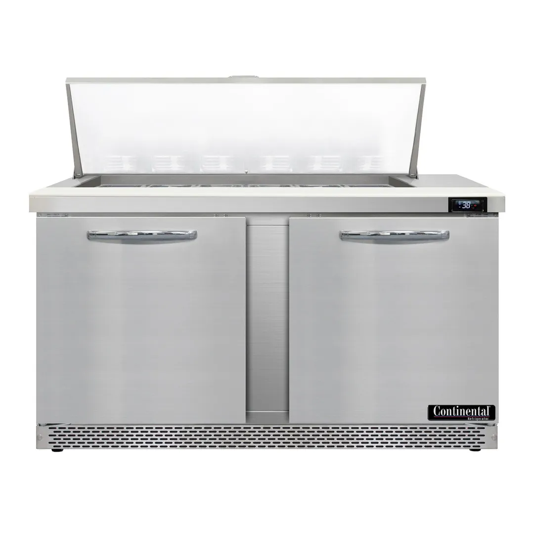Continental Refrigerator D60N18M-FB 60" Mega Top Sandwich Prep Table w/ 2 Doors, 18 pans