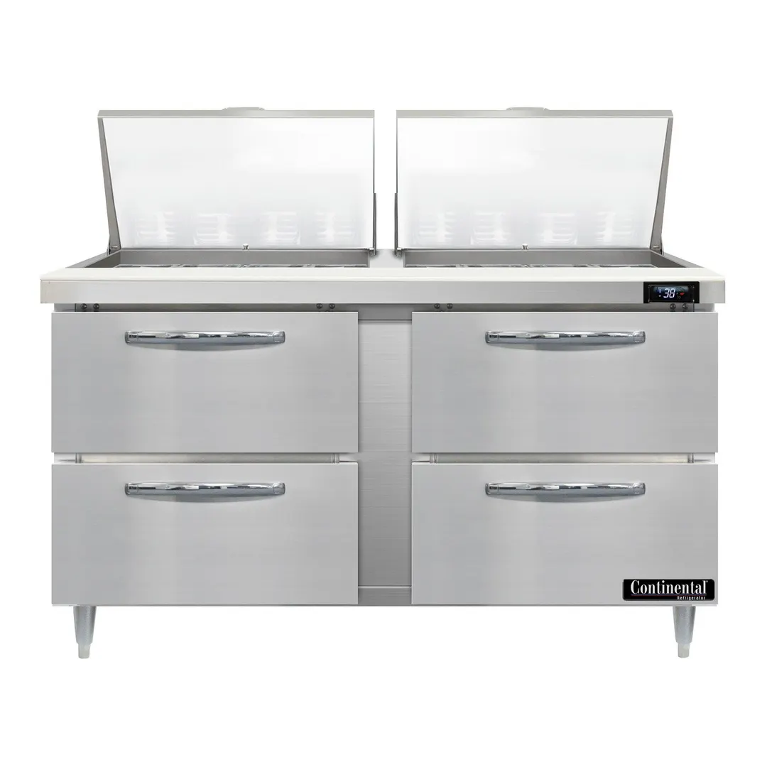Continental Refrigerator D60N24M-D 60" Mega Top Sandwich Prep Table w/ 4 Drawers, 24 pans