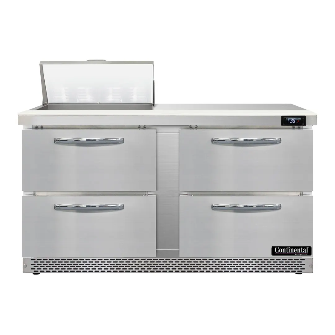 Continental Refrigerator D60N8-FB-D 60" Sandwich / Salad Prep Table w/ 4 Drawers, 8 Pans