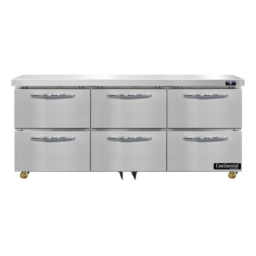 Continental Refrigerator D72N-U-D 72" 6 Drawers Undercounter Refrigerator, 21 cu. ft.