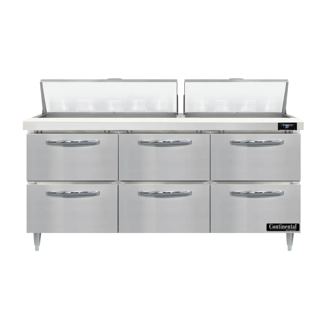 Continental Refrigerator D72N18-D 72" Sandwich / Salad Prep Table w/ 6 Drawers, 18 Pans